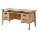 Top surface of Goodson desk with oak veneer finish