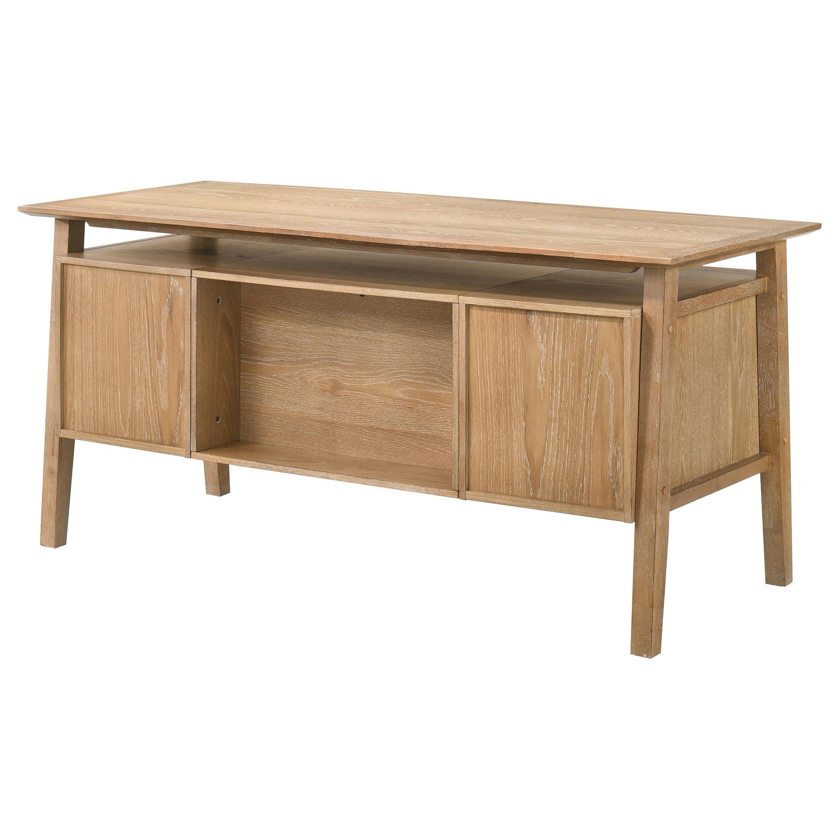 Goodson desk showing plastic glide levelers on legs
