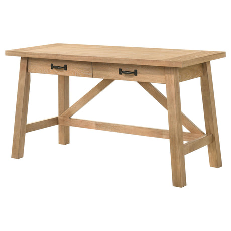 Cross-braced rubberwood base of Fabian writing desk