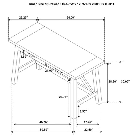Back of Fabian computer writing desk