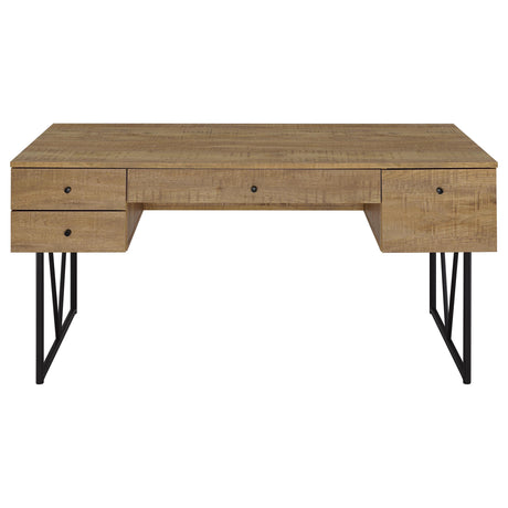 Open drawer of Analiese desk showing storage space