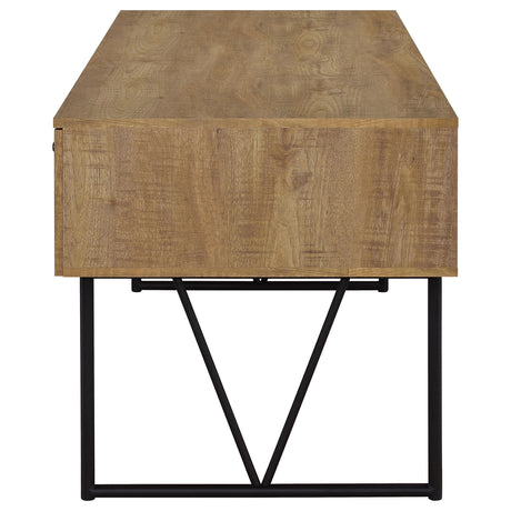 Black metal base with open bracing detail