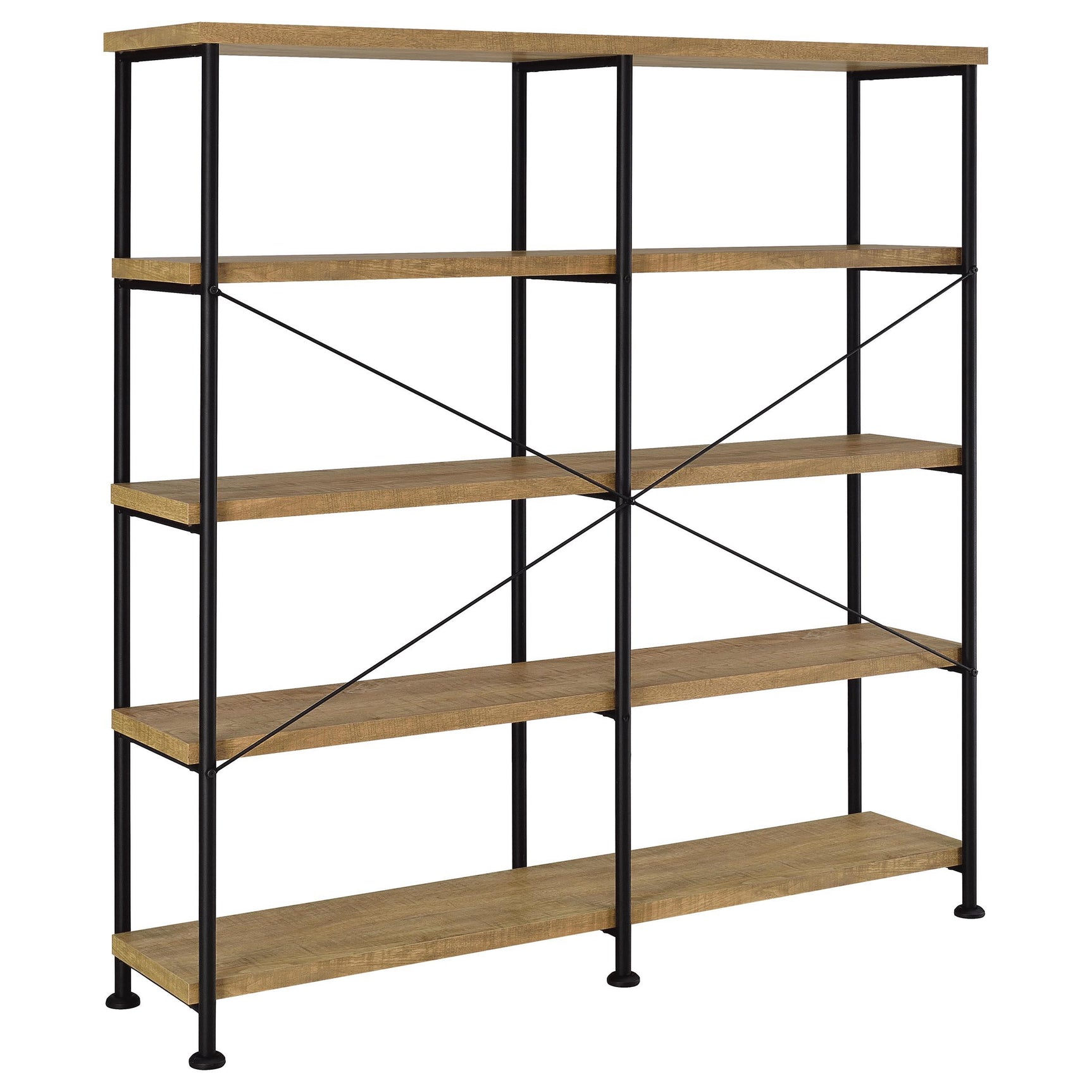 Analiese 63-inch Double Bookshelf with 4 Open Shelves in Mango Finish