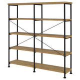 Analiese 63-inch Double Bookshelf with 4 Open Shelves in Mango Finish