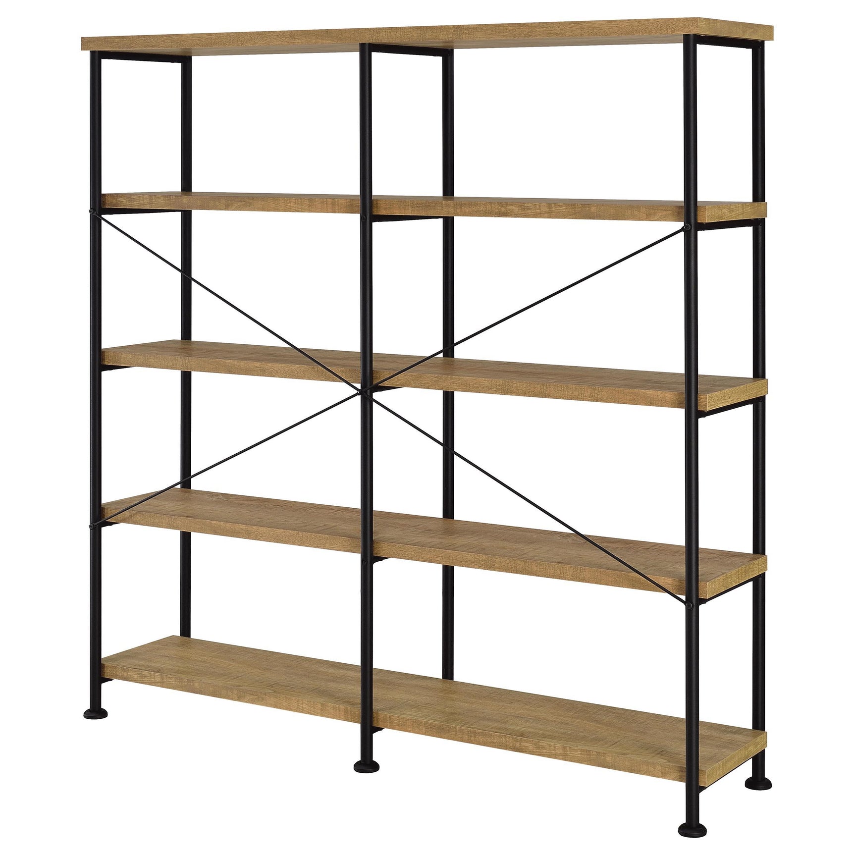 Analiese 63-inch Double Bookshelf with 4 Open Shelves in Mango Finish
