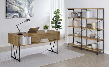 Analiese 63-inch Double Bookshelf with 4 Open Shelves in Mango Finish