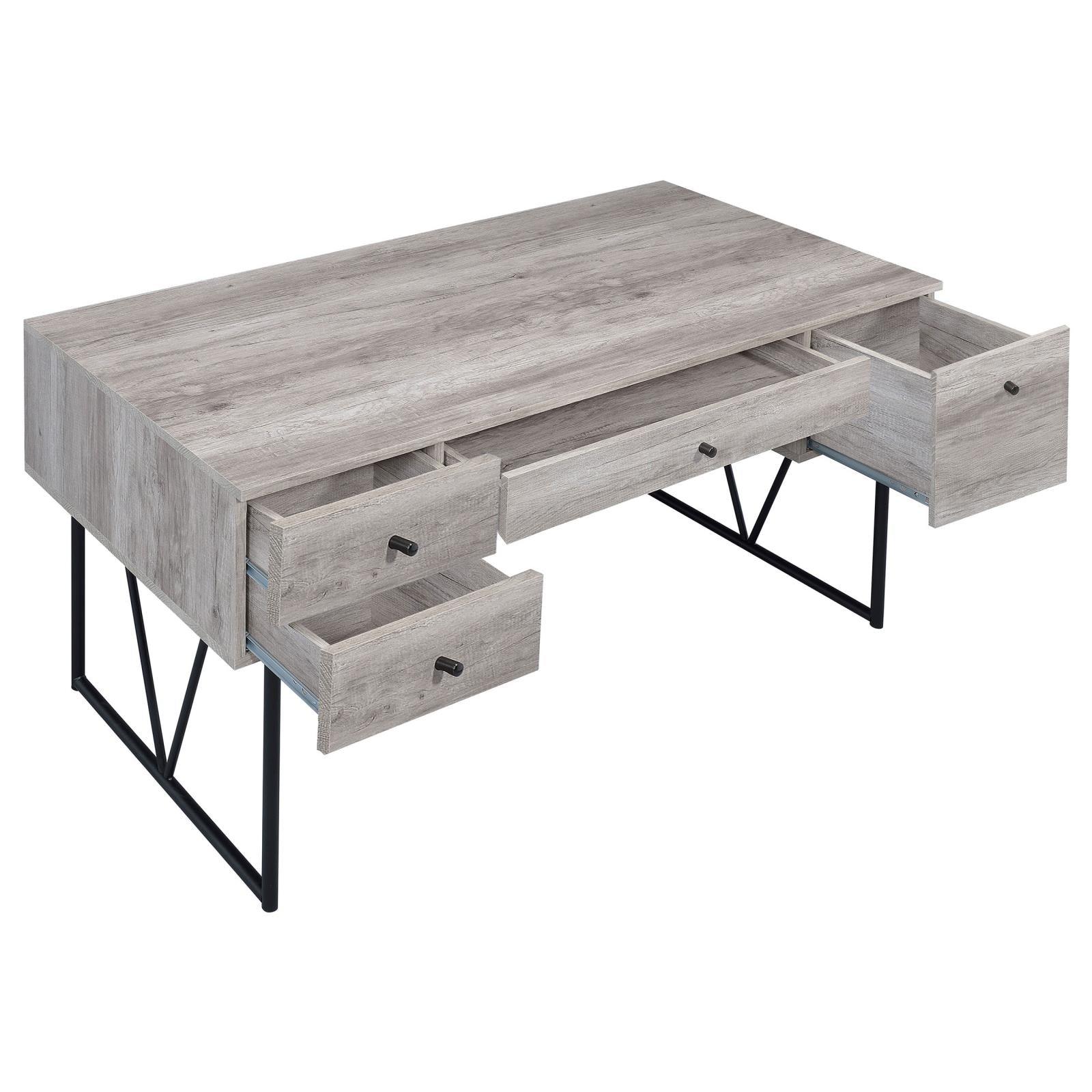 Desk drawer open showing storage space