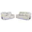 Rojas 2-Piece Dual Power Reclining Sofa Set with Drop-Down Console Greige — product view