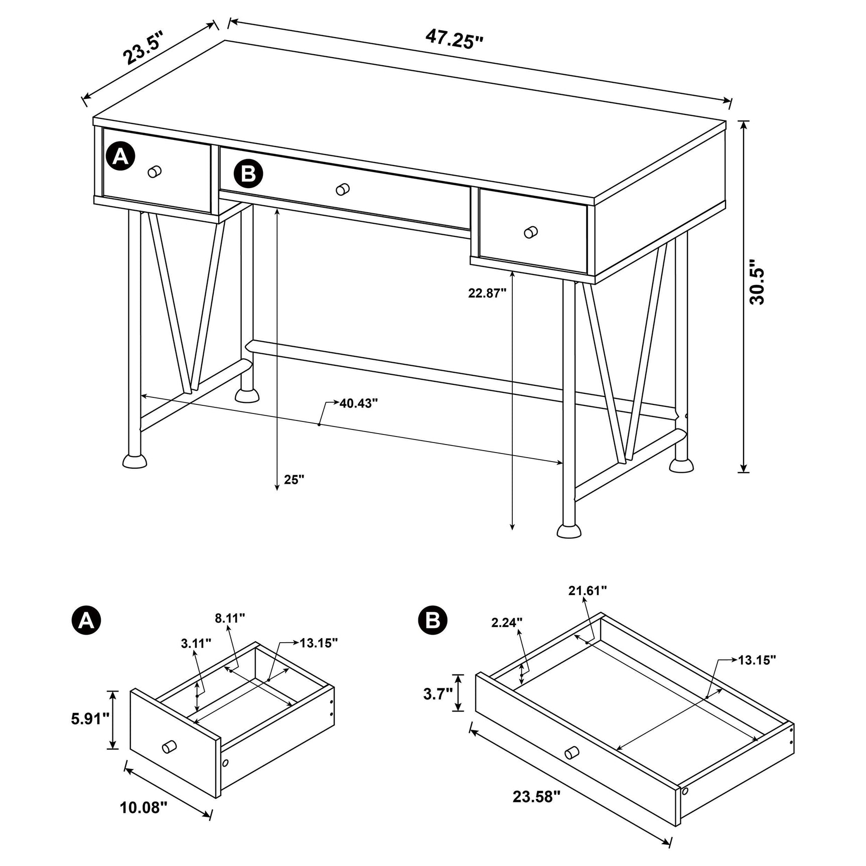 Analiese desk assembled in workspace