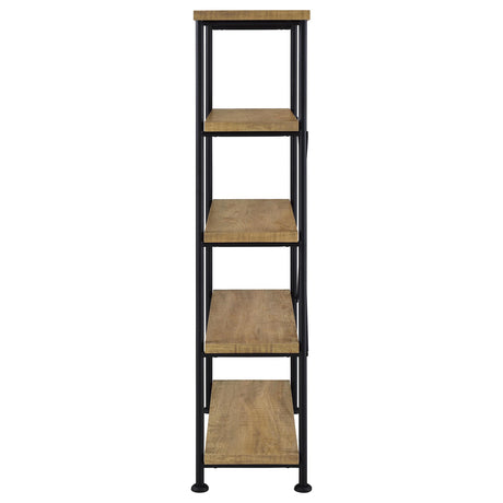 Bookshelf with decorative items and books on shelves