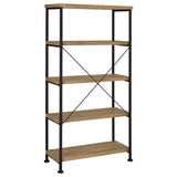 Tipover restraint hardware installed on bookshelf