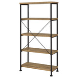 Plastic glides visible under bookshelf feet