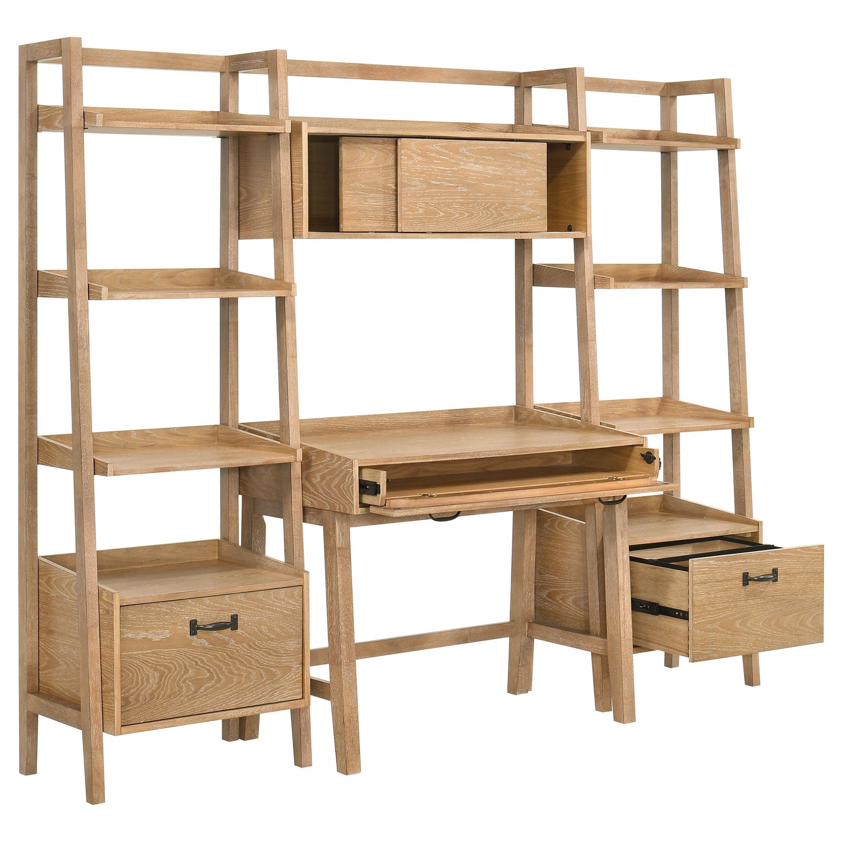 Bookshelf section of Fabian 4-piece set, side angle