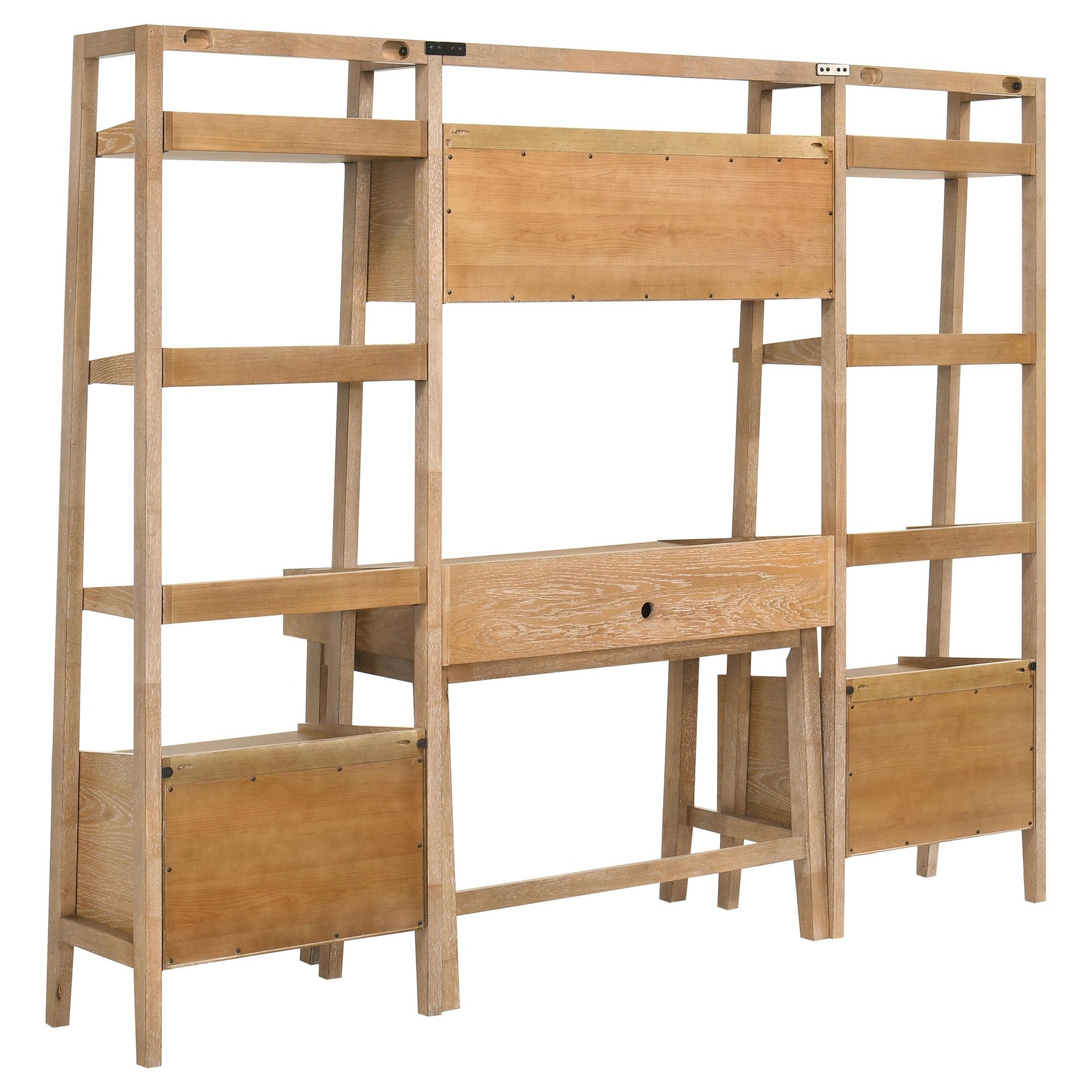 Full arrangement of Fabian 4-piece computer desk and bookshelf set