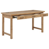 Side view of Vermes 55-inch writing desk showing drawer detail