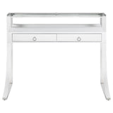 Side view of Gemma writing desk showing glossy white surface