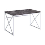 Grimma 4-Shelf Bookcase Rustic Grey Herringbone back view