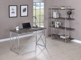 Grimma 4-Shelf Bookcase Rustic Grey Herringbone angled side view