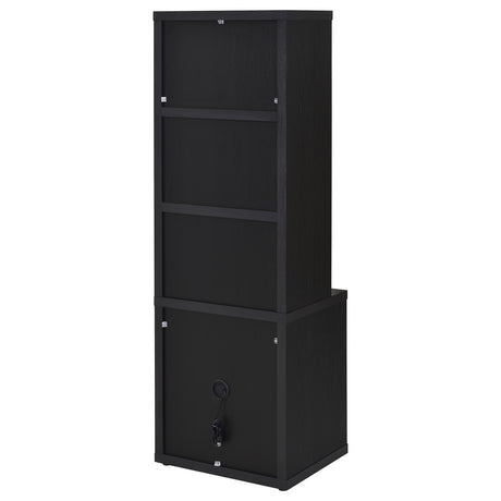 Close-up of melamine black finish on Westpark bookcase