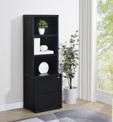 Side view of Westpark black 3-shelf bookcase
