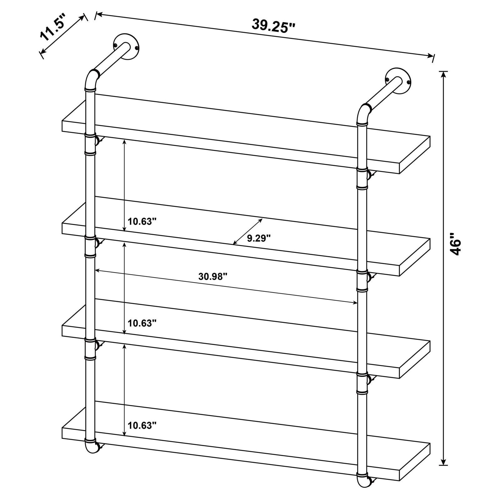 Elmcrest 40-Inch Wall Shelf Black And Rustic Oak - Ella Furniture