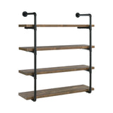 Elmcrest 24-Inch Wall Shelf Black And Rustic Oak - Ella Furniture