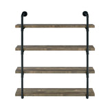 Elmcrest 40-Inch Wall Shelf Black And Rustic Oak - Ella Furniture