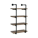 Elmcrest 40-Inch Wall Shelf Black And Rustic Oak - Ella Furniture