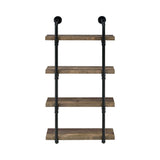 Elmcrest 24-Inch Wall Shelf Black And Rustic Oak - Ella Furniture