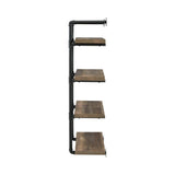 Elmcrest 24-Inch Wall Shelf Black And Rustic Oak - Ella Furniture