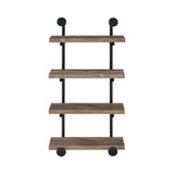Elmcrest 24-Inch Wall Shelf Black And Rustic Oak - Ella Furniture