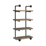 Elmcrest 24-Inch Wall Shelf Black And Rustic Oak - Ella Furniture