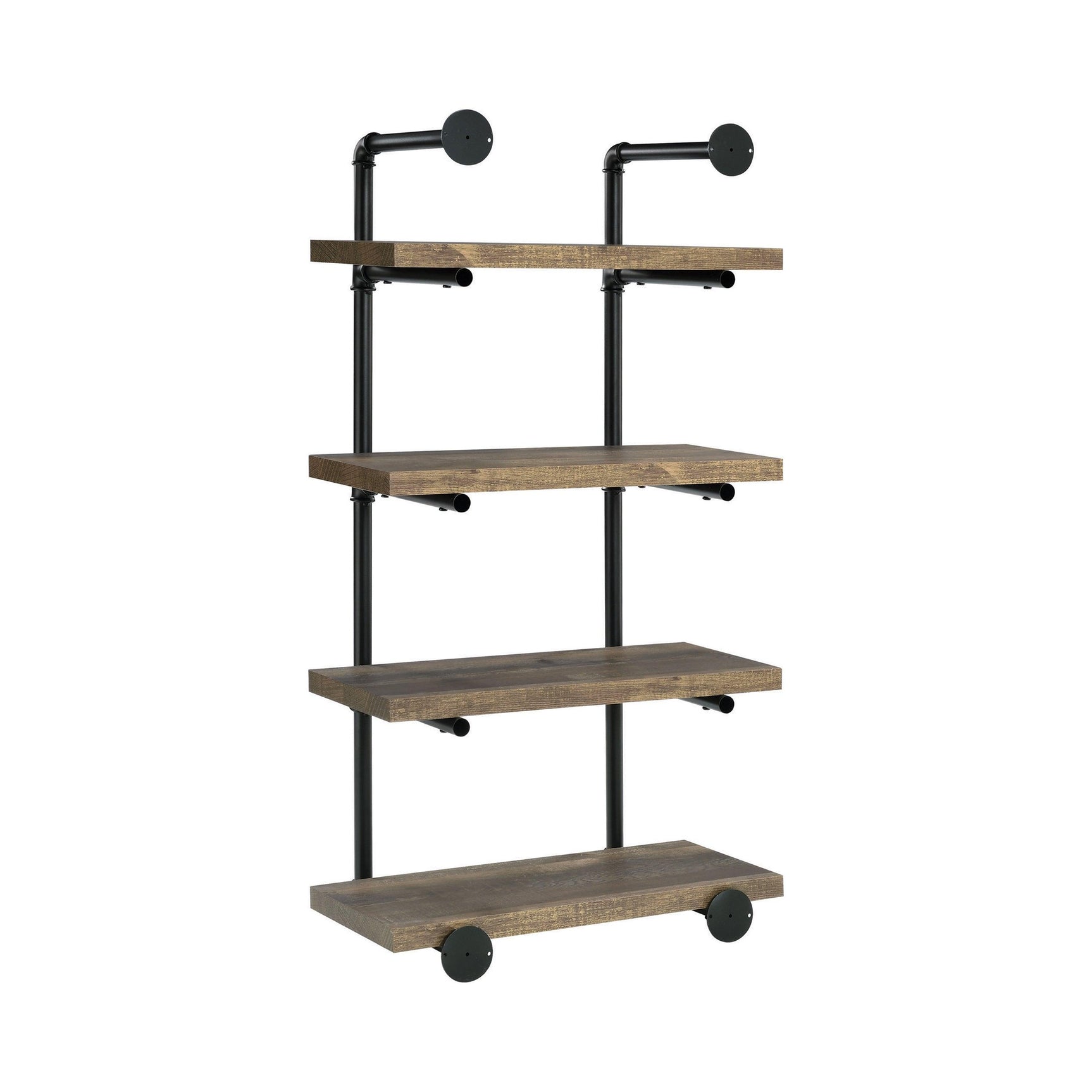 Elmcrest 24-Inch Wall Shelf Black And Rustic Oak - Ella Furniture