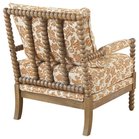 Blanchett Upholstered Bobbin Accent Chair Apricot and Distressed Brown — product image 7