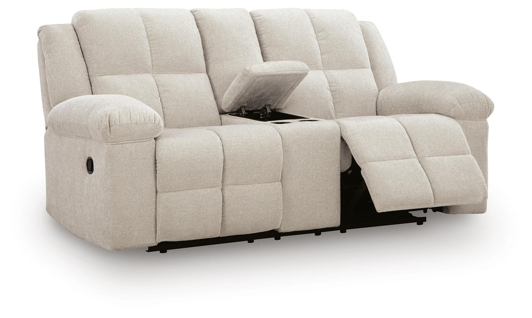 Orlen Winter Performance Fabric,Next-Gen Nuvella™,Chenille Reclining Loveseat with Console angled view