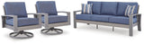 Half Blue/Gray Moon Beach Outdoor Sofa with 2 Lounge Chairs — product image 2