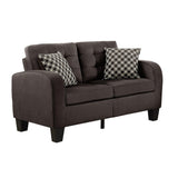 Sinclair Chocolate Tufted Fabric Loveseat angled side view