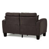 Sinclair Chocolate Tufted Fabric Loveseat back detail