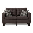 Sinclair Chocolate Tufted Fabric Loveseat front view
