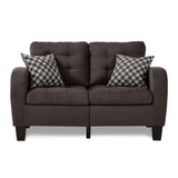 Sinclair Chocolate Tufted Fabric Loveseat front view