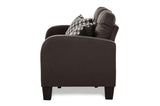 Side view of Sinclair Chocolate Fabric Loveseat