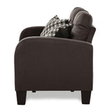 Sinclair Chocolate Tufted Fabric Loveseat side profile