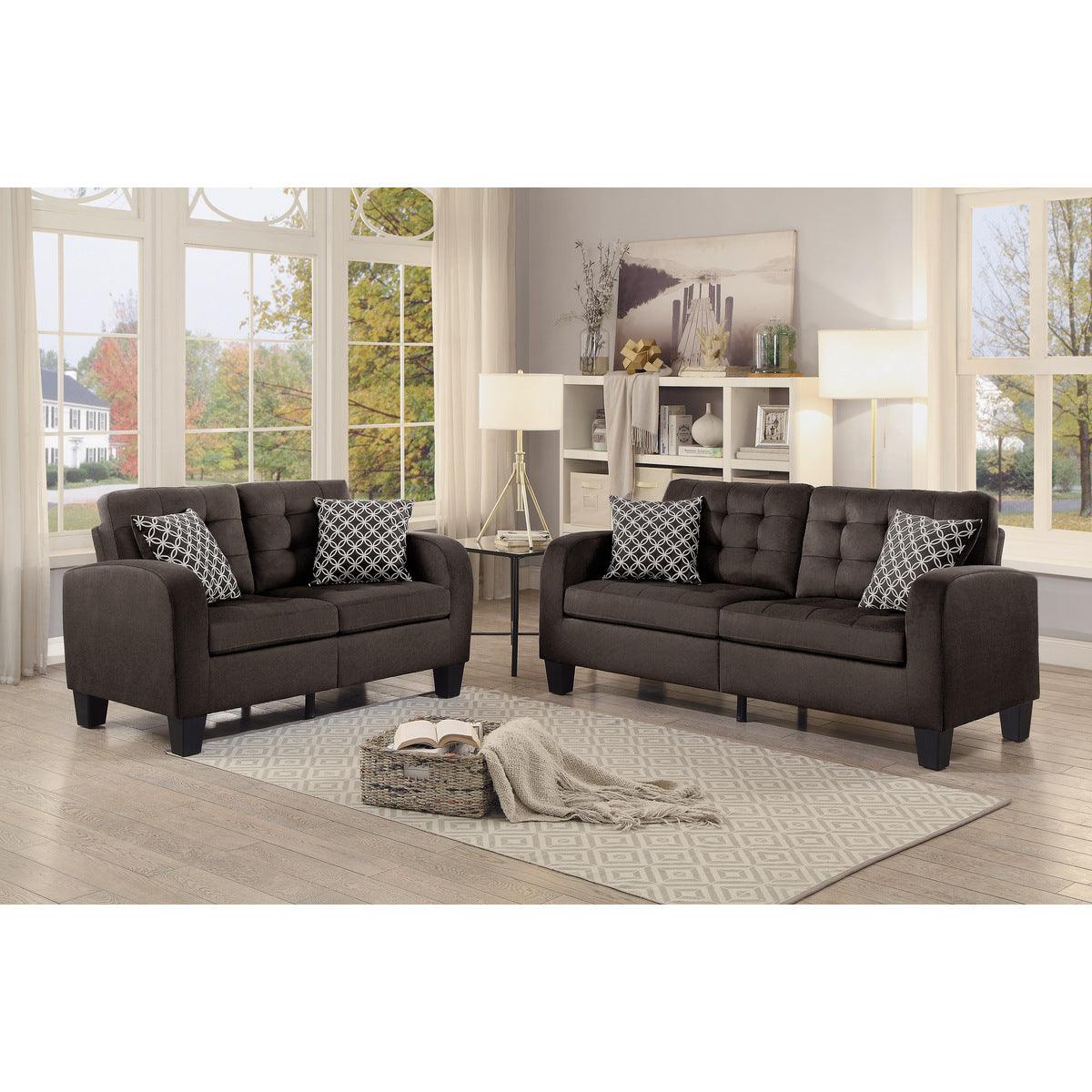 Sinclair Loveseat wood finish feet close-up