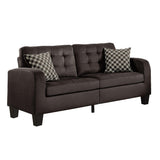 Sinclair Chocolate Fabric Tufted Sofa side view
