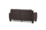 Side view of Sinclair Chocolate Fabric Tufted Loveseat