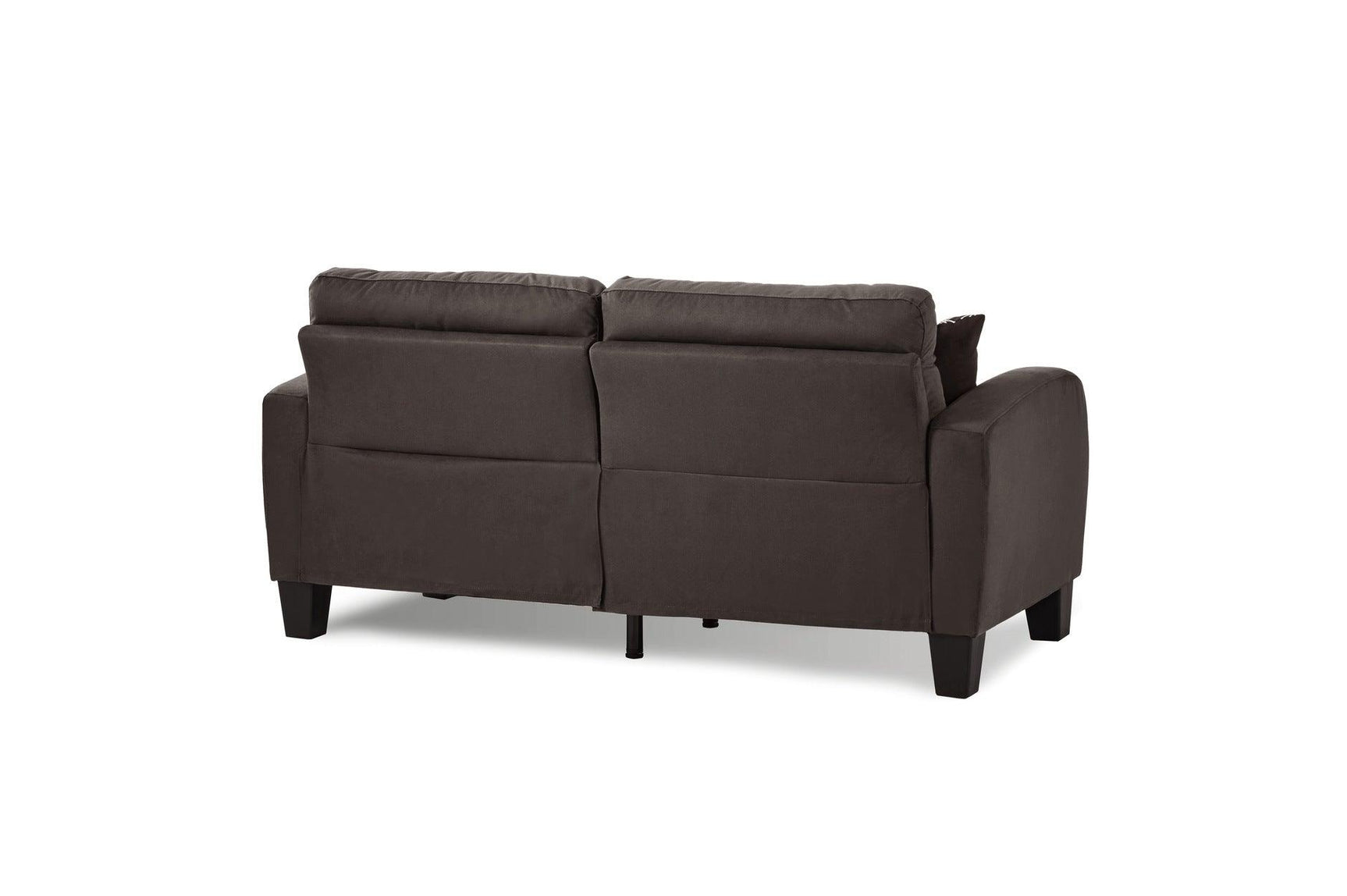 Side view of Sinclair Chocolate Fabric Tufted Loveseat