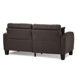 Close-up detail of Sinclair Chocolate Fabric Tufted Sofa upholstery and tufting