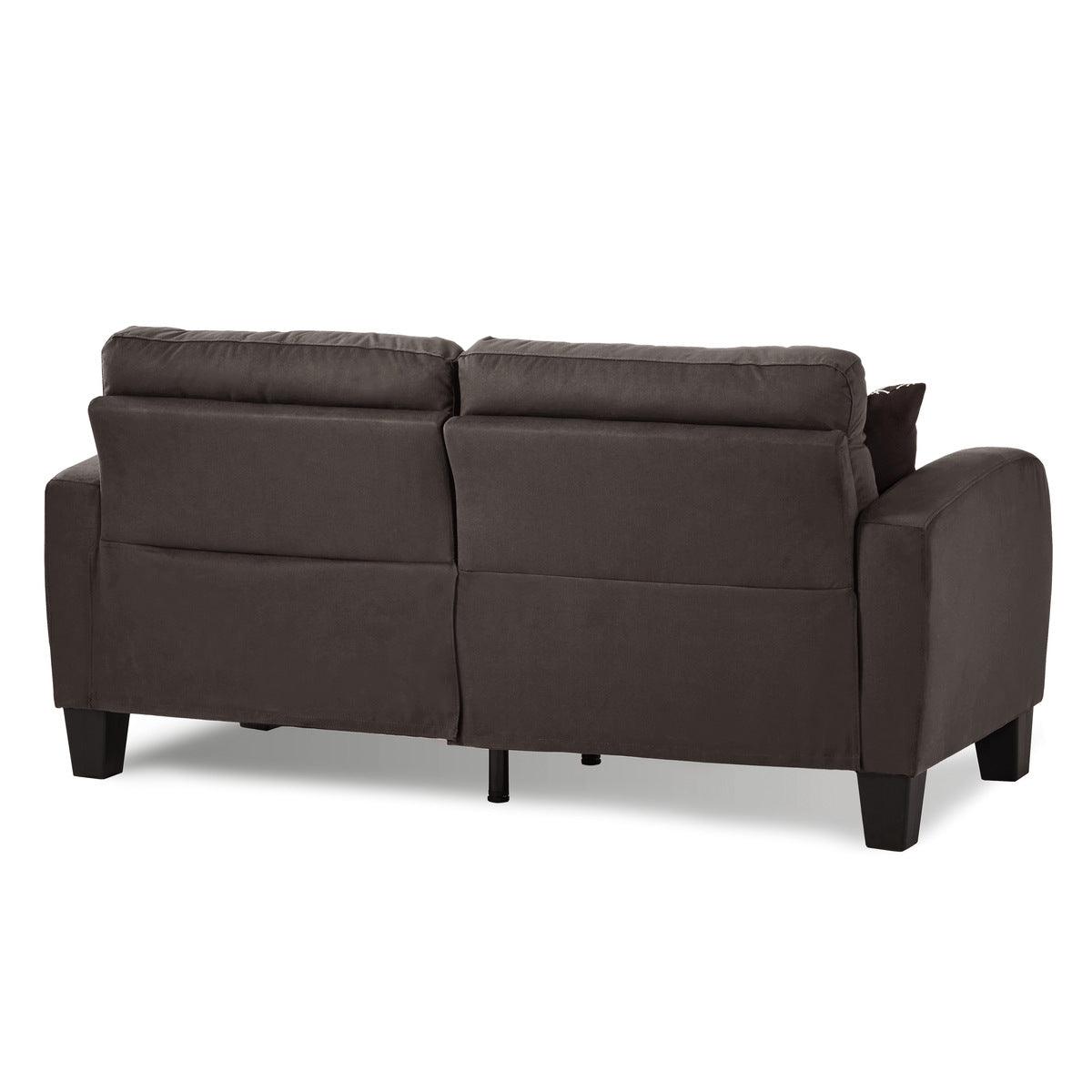 Close-up detail of Sinclair Chocolate Fabric Tufted Sofa upholstery and tufting