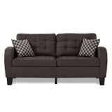 Sinclair Chocolate Fabric Tufted Sofa front view
