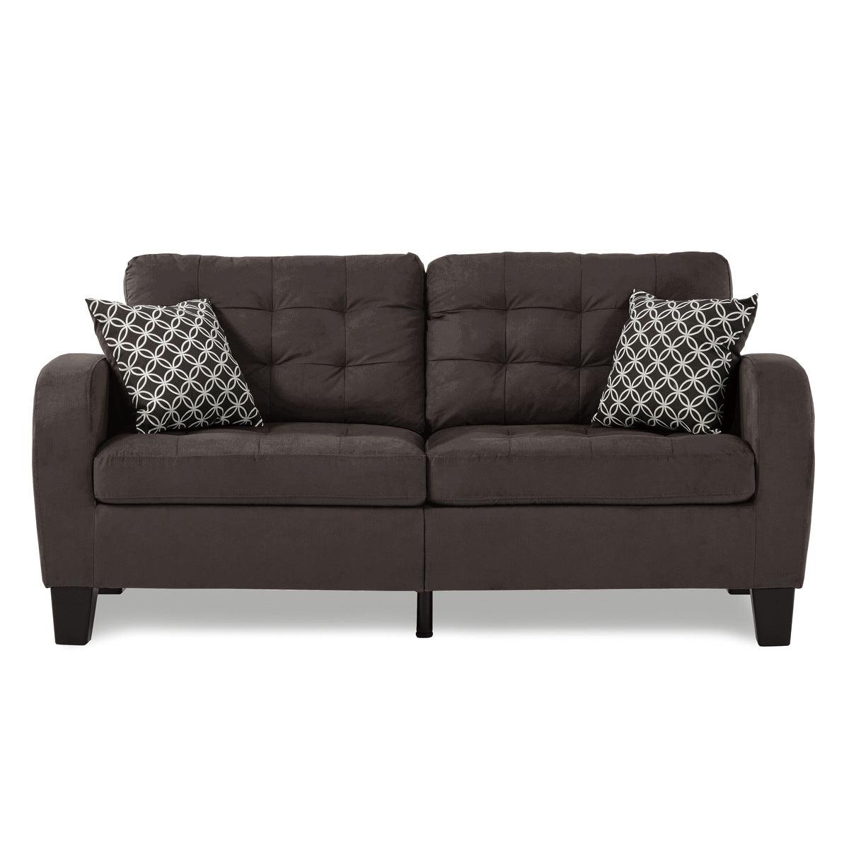 Sinclair Chocolate Fabric Tufted Sofa front view